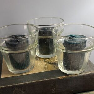 Set of Three Clear Glass Votive Holders